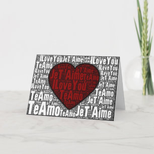 De Kunst van Word: De "liefde van I u" 3 talen - Feestdagen Kaart
