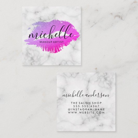 De kunstenaar Elegant Kiss Marble uit het hedendaa Vierkante Visitekaartje (Voorkant / Achterkant)