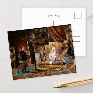 De kunstenaar en zijn model   Carl Schweninger, Jr Briefkaart