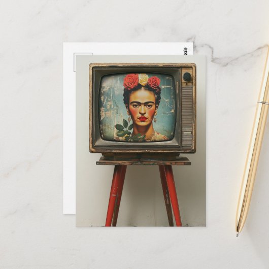 De kunstenaar op een tv-grunge briefkaart (Voorkant / Achterkant in situ)