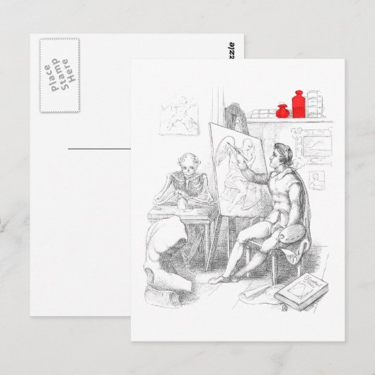 De kunstenaar schildert dood briefkaart (Voorkant / Achterkant)