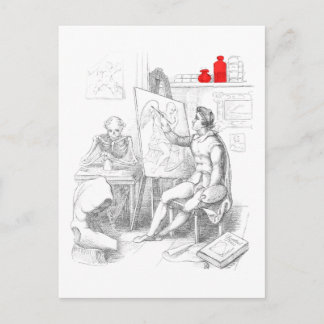 De kunstenaar schildert dood briefkaart