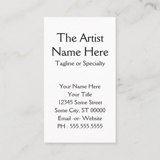 De kunstenaar Tarot aangepaste tekst Visitekaartje (Achterkant)