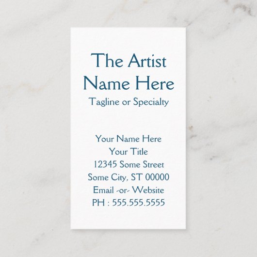 De kunstenaar Tarot aangepaste tekst Visitekaartje (Achterkant)