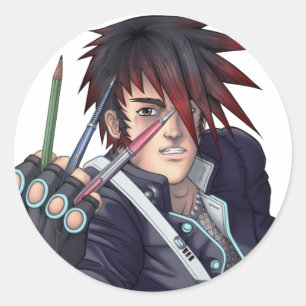 De Kunstenaar van Manga van Anime Ronde Sticker