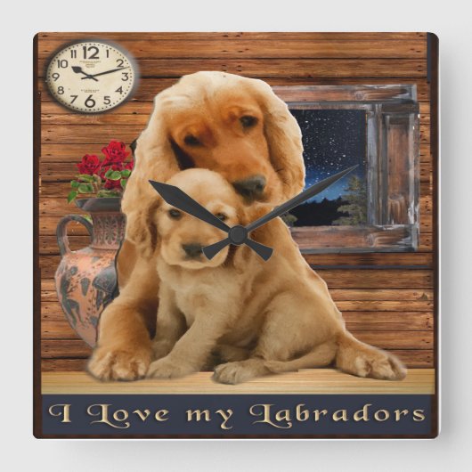 De kunstklok van de labrador vierkante klok (Voorkant)