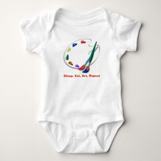 De kunstleraar Baby, Eat Sleep Art Herhalen Romper (Voorkant)