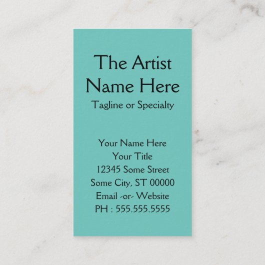 De kunstleraar Tarot aangepaste tekst Visitekaartje (Achterkant)