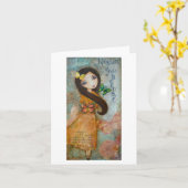 De kunstmeisje Notecard van de vlinder Kaart (Gele Bloem)