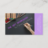 De kunstworkshop Paarse Artiest Visitekaartje (Voorkant)