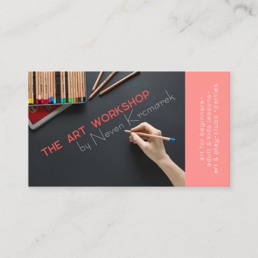 De kunstworkshop Red Artist Visitekaartje (Voorkant)
