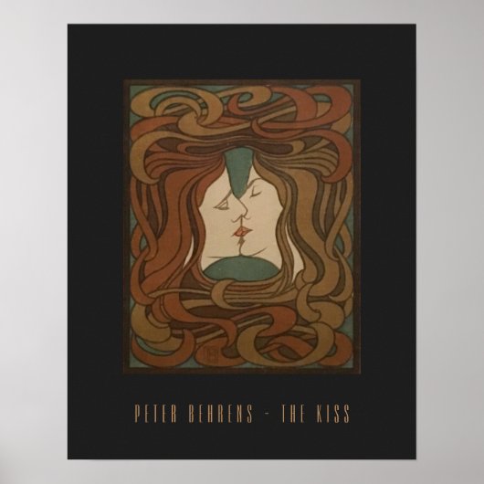 De kus 1898, vrouw - Art Nouveau - Illustratie Poster (Voorkant)