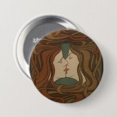 De kus 1898, vrouw - Art Nouveau - Illustratie Ronde Button 7,6 Cm (Voorkant /achterkant)