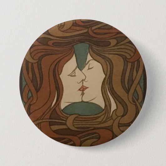 De kus 1898, vrouw - Art Nouveau - Illustratie Ronde Button 7,6 Cm (Voorkant)