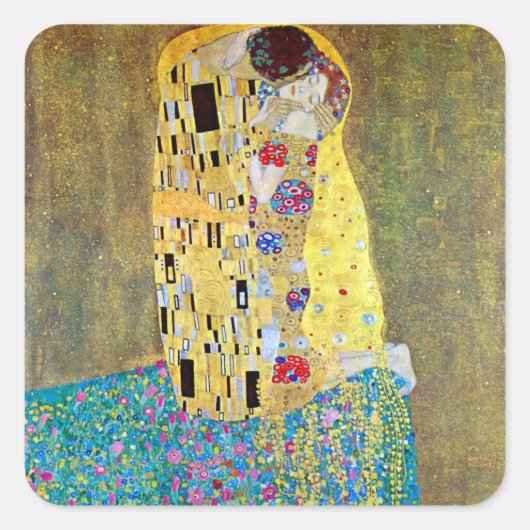 De Kus 2 van Gustav Klimt Vierkante Sticker (Voorkant)