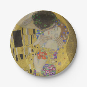 De Kus, Art Nouveau Olie Schilderij, Gustav Klimt Papieren Bordje