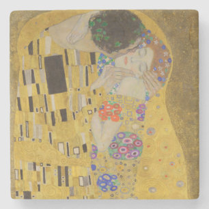 De Kus, Art Nouveau Olie Schilderij, Gustav Klimt Stenen Onderzetter