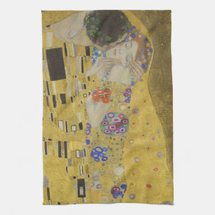 De Kus, Art Nouveau Olie Schilderij, Gustav Klimt Theedoek