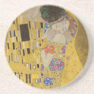 De Kus, Art Nouveau Olie Schilderij, Gustav Klimt Zandsteen Onderzetter
