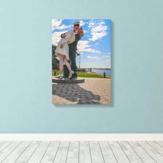 De kus! canvas afdruk (Insitu (Houten vloer))