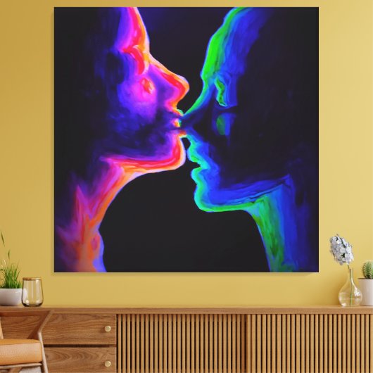 De kus canvas afdruk (Insitu (Woonkamer))