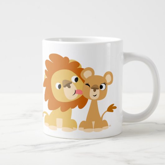 De kus: Cartoon met luidop en jumbo-Mok Grote Koffiekop (Rechts)