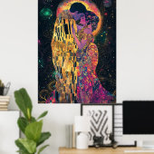 De Kus Celestial Fantasy Art Nouveau Poster (Thuiskantoor)