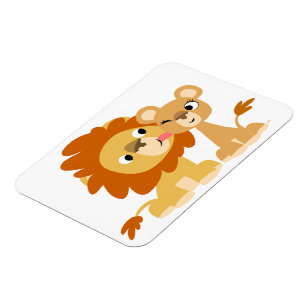 De Kus: Cute Cartoon Lion Couple Flexible Magnet Magneet