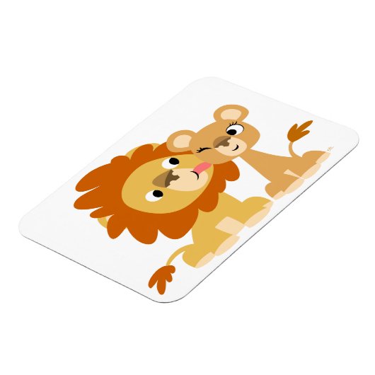 De Kus: Cute Cartoon Lion Couple Flexible Magnet Magneet (Linkerzijde)