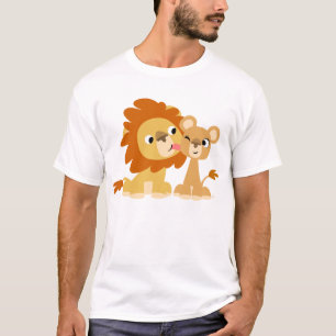 De kus: Cute Cartoon Lion Couple Kinder T-shirt
