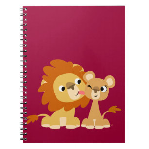 De kus: Cute Cartoon Lion Couple-laptop Notitieboek