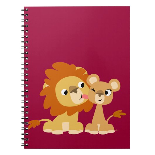 De kus: Cute Cartoon Lion Couple-laptop Notitieboek (Voorkant)