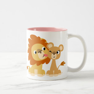 De kus: Cute Cartoon Lion Couple Mok
