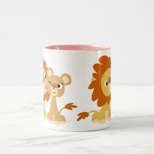 De kus: Cute Cartoon Lion Couple Mok (Center)