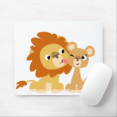 De kus: Cute Cartoon Lion Couple Mousepad Muismat (Met muis)