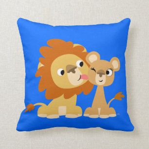 De kus: Cute Cartoon Lion Couple Pillow Kussen