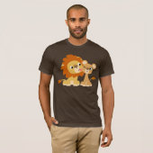 De kus: Cute Cartoon Lion Couple T-shirt (Voorkant volledig)