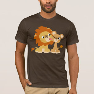 De kus: Cute Cartoon Lion Couple T-shirt