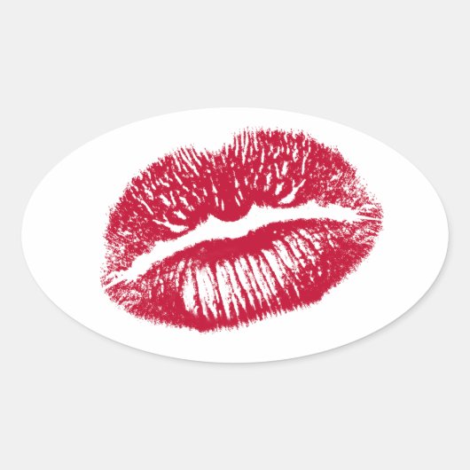 De kus, de rode lips ovale sticker (Voorkant)