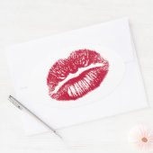 De kus, de rode lips ovale sticker (Envelop)