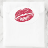 De kus, de rode lips ovale sticker (Tas)