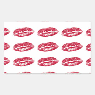 De kus, de rode lips rechthoekige sticker