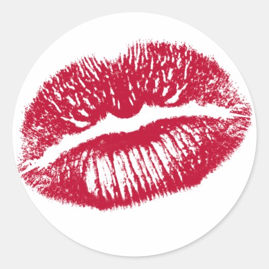 De kus, de rode lips ronde sticker (Voorkant)