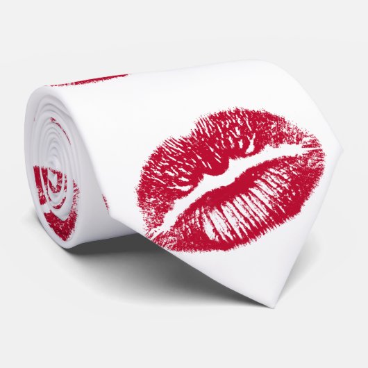 De kus, de rode lips stropdas (Opgerold)