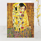 De kus, die door Gustav Klimt schilderen Kaart (Gele Bloem)