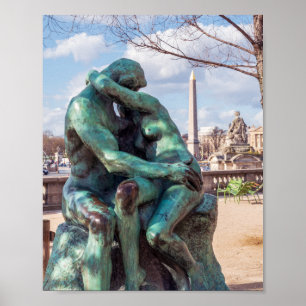 De Kus door Auguste Rodin in de Tuilerieën, Parijs Poster