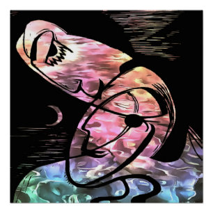 De Kus door de Abstracte Kunst van het Moonlight e Perfect Poster