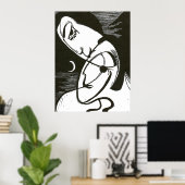 De Kus door Moonlight en Oceaan Poster (Thuiskantoor)