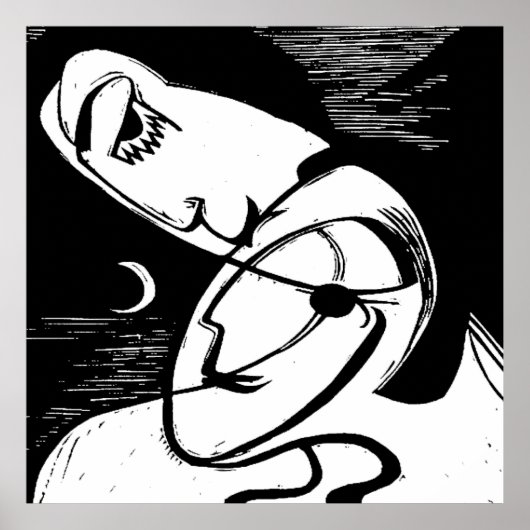 De Kus door Moonlight en Oceaan Poster (Voorkant)