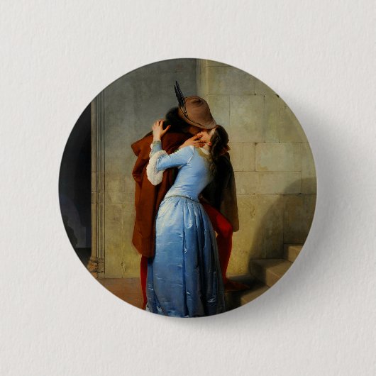 De kus Francesco Hayez Ronde Button 5,7 Cm (Voorkant)